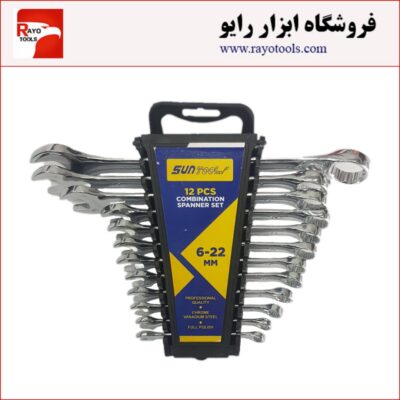 مجموعه 12 عددی آچار یکسر تخت یکسر رینگ برند سان تولز
